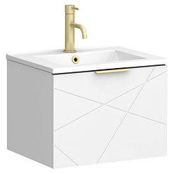 Voyage Wall Hung Vanity - 500mm Arctic White with Brushed Brass Handle