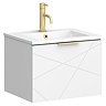 Voyage Wall Hung Vanity - 500mm Arctic White with Brushed Brass Handle