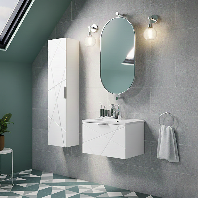 Voyage Wall Hung Vanity - 500mm Arctic White with Chrome Handle
