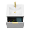 Voyage Wall Hung Vanity - 500mm Cool Grey with Brushed Brass Handle