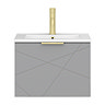 Voyage Wall Hung Vanity - 500mm Cool Grey with Brushed Brass Handle