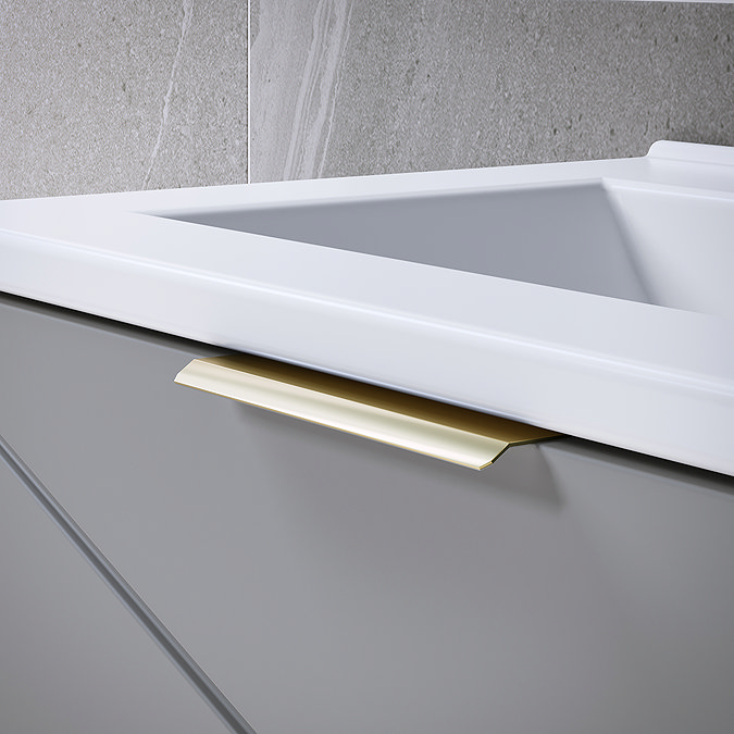 Voyage Wall Hung Vanity - 500mm Cool Grey with Brushed Brass Handle