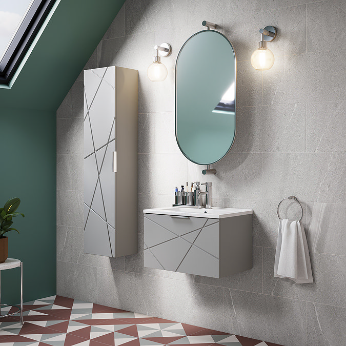 Voyage Wall Hung Vanity - 500mm Cool Grey with Chrome Handle