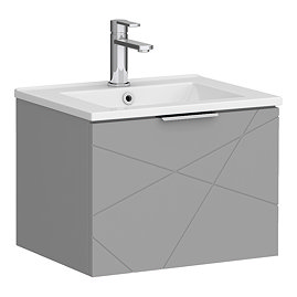 Voyage Wall Hung Vanity - 500mm Cool Grey with Chrome Handle