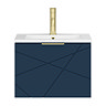 Voyage Wall Hung Vanity - 500mm Indigo Blue with Brushed Brass Handle