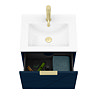 Voyage Wall Hung Vanity - 500mm Indigo Blue with Brushed Brass Handle