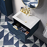 Voyage Wall Hung Vanity - 500mm Indigo Blue with Brushed Brass Handle