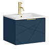 Voyage Wall Hung Vanity - 500mm Indigo Blue with Brushed Brass Handle