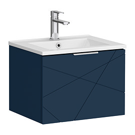 Voyage Wall Hung Vanity - 500mm Indigo Blue with Chrome Handle