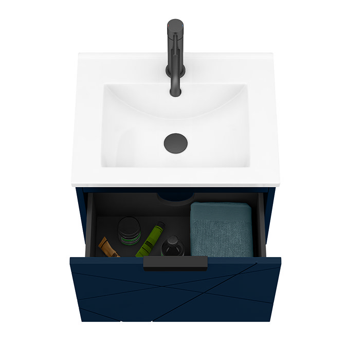 Voyage Wall Hung Vanity - 500mm Indigo Blue with Matt Black Handle