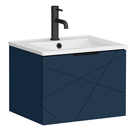 Voyage Wall Hung Vanity - 500mm Indigo Blue with Matt Black Handle