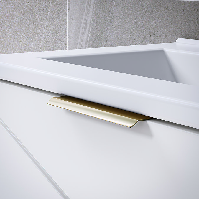 Voyage Wall Hung Vanity - 600mm Arctic White with Brushed Brass Handle