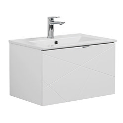 Voyage Wall Hung Vanity - 600mm Arctic White with Chrome Handle