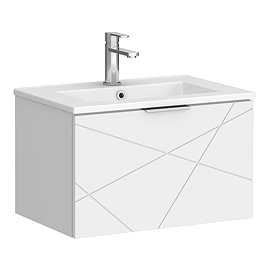 Voyage Wall Hung Vanity - 600mm Arctic White with Chrome Handle