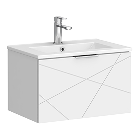 Voyage Wall Hung Vanity - 600mm Arctic White with Chrome Handle