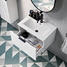 Voyage Wall Hung Vanity - 600mm Arctic White with Matt Black Handle