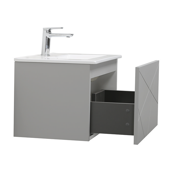 Voyage Wall Hung Vanity - 600mm Cool Grey with Chrome Handle