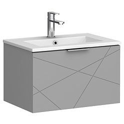 Voyage Wall Hung Vanity - 600mm Cool Grey with Chrome Handle