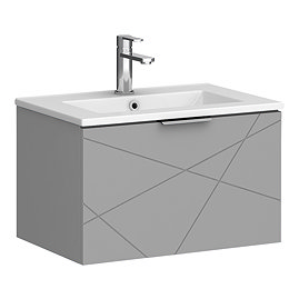 Voyage Wall Hung Vanity - 600mm Cool Grey with Chrome Handle