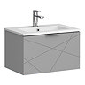 Voyage Wall Hung Vanity - 600mm Cool Grey with Chrome Handle