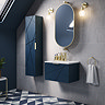 Voyage Wall Hung Vanity - 600mm Indigo Blue with Brushed Brass Handle
