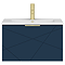 Voyage Wall Hung Vanity - 600mm Indigo Blue with Brushed Brass Handle