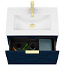 Voyage Wall Hung Vanity - 600mm Indigo Blue with Brushed Brass Handle