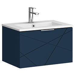 Voyage Wall Hung Vanity - 600mm Indigo Blue with Chrome Handle