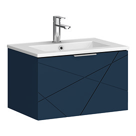 Voyage Wall Hung Vanity - 600mm Indigo Blue with Chrome Handle