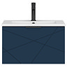 Voyage Wall Hung Vanity - 600mm Indigo Blue with Matt Black Handle