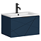 Voyage Wall Hung Vanity - 600mm Indigo Blue with Matt Black Handle