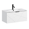 Voyage Wall Hung Vanity - 800mm Arctic White with Matt Black Handle