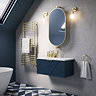 Voyage Wall Hung Vanity - 800mm Indigo Blue with Brushed Brass Handle