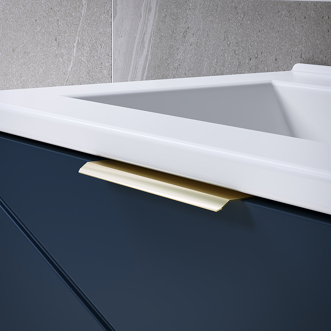 Voyage Wall Hung Vanity - 800mm Indigo Blue with Brushed Brass Handle