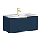 Voyage Wall Hung Vanity - 800mm Indigo Blue with Brushed Brass Handle