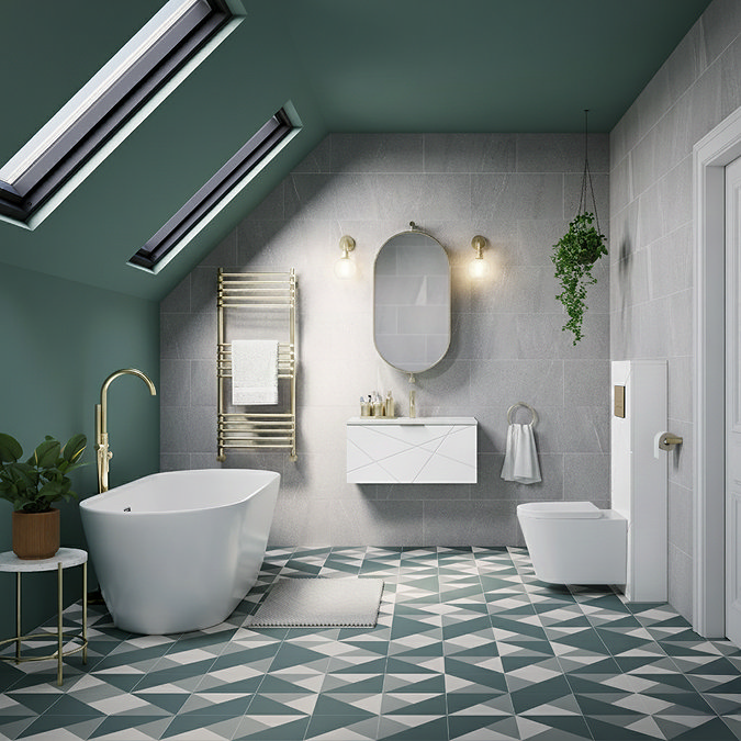 Voyage Wall Hung Vanity - 800mm Arctic White with Brushed Brass Handle