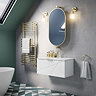 Voyage Wall Hung Vanity - 800mm Arctic White with Brushed Brass Handle