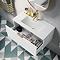 Voyage Wall Hung Vanity - 800mm Arctic White with Brushed Brass Handle