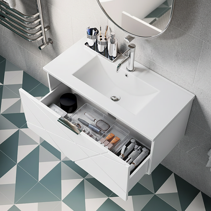 Voyage Wall Hung Vanity - 600mm Arctic White with Chrome Handle