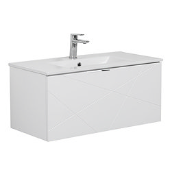 Voyage Wall Hung Vanity - 800mm Arctic White with Chrome Handle