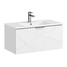 Voyage Wall Hung Vanity - 800mm Arctic White with Chrome Handle