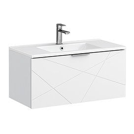 Voyage Wall Hung Vanity - 800mm Arctic White with Chrome Handle