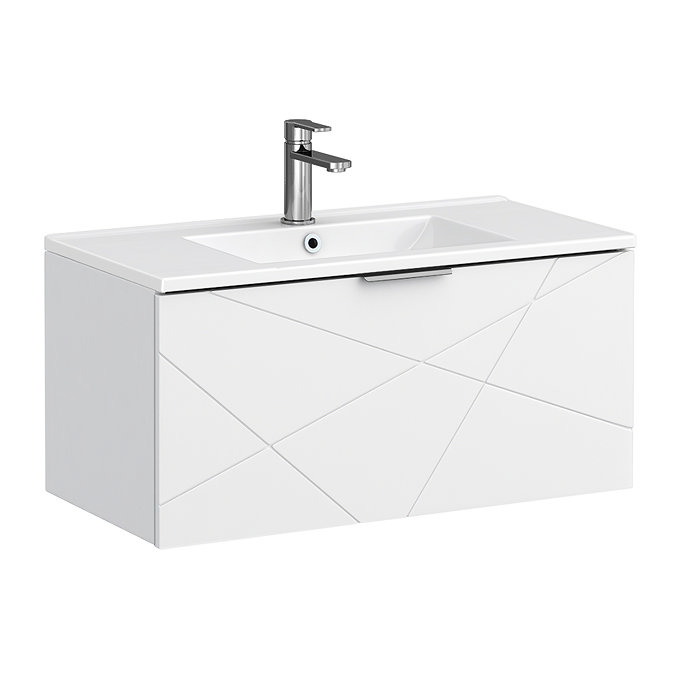 Voyage Wall Hung Vanity - 800mm Arctic White with Chrome Handle