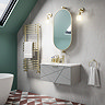 Voyage Wall Hung Vanity - 800mm Cool Grey with Brushed Brass Handle