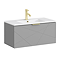 Voyage Wall Hung Vanity - 800mm Cool Grey with Brushed Brass Handle