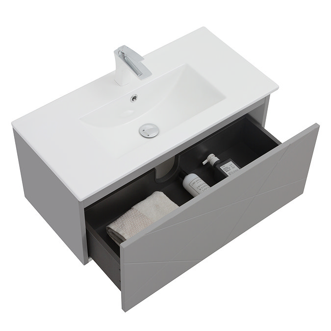 Voyage Wall Hung Vanity - 800mm Cool Grey with Chrome Handle
