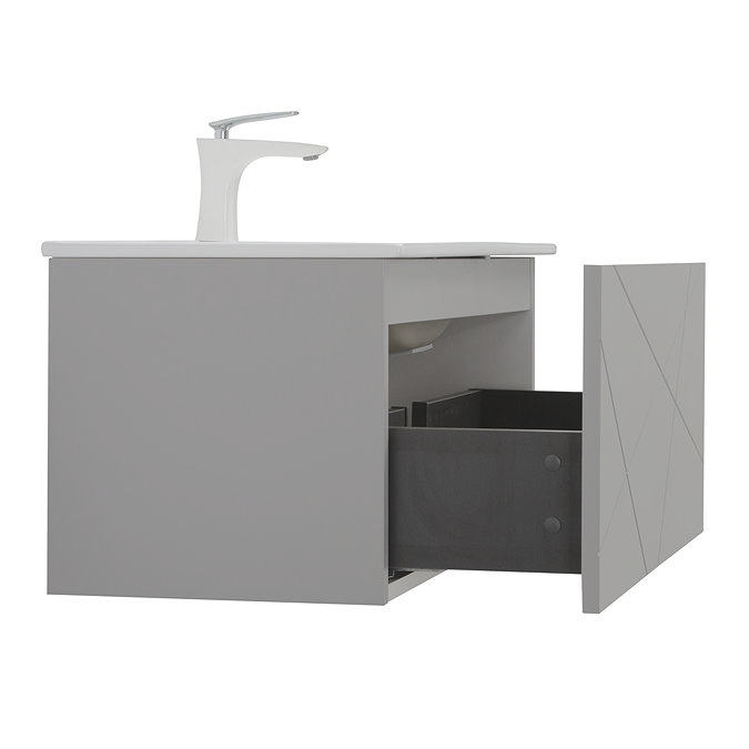 Voyage Wall Hung Vanity - 800mm Cool Grey with Chrome Handle