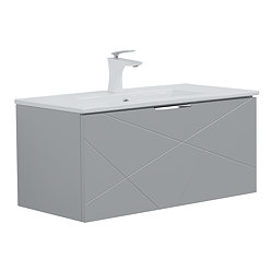 Voyage Wall Hung Vanity - 800mm Cool Grey with Chrome Handle