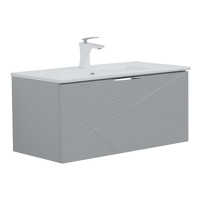 Voyage Wall Hung Vanity - 800mm Cool Grey with Chrome Handle