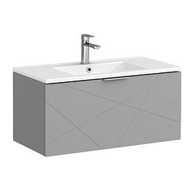 Voyage Wall Hung Vanity - 800mm Cool Grey with Chrome Handle